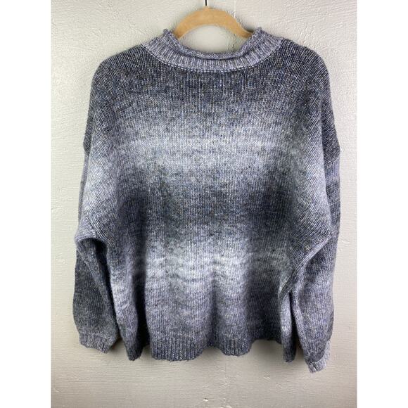 NWT Briggs Women's Ombre V-Neck Drop-Shoulder Sweater Gray, Black XXL - Picture 2 of 5